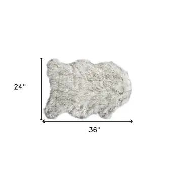 2' X 3' Gray Faux Sheepskin Washable Area Rug