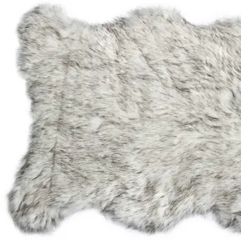 2' X 3' Gray Faux Sheepskin Washable Area Rug