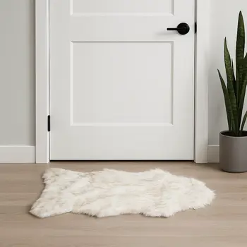 2' X 3' Tan Faux Sheepskin Ombre Area Rug
