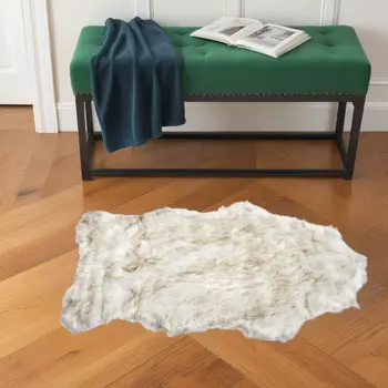 2' X 3' Tan Ombre Faux Sheepskin Flokati Area Rug
