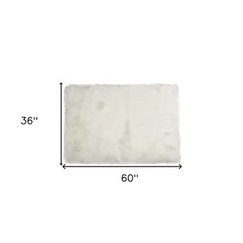 3' X 5' Off White Faux Fur Shag Area Rug