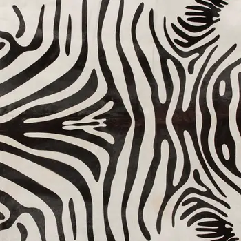 6' X 7' Black And Off White Cowhide Zebra Print Area Rug