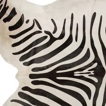 6' X 7' Black And Off White Cowhide Zebra Print Area Rug