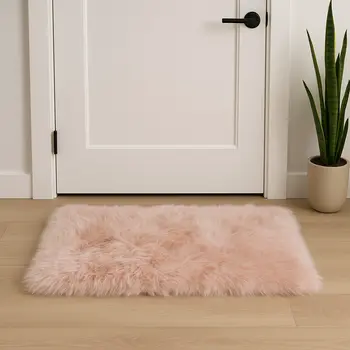 2' X 3' Pink Genuine Sheepskin Shag Area Rug