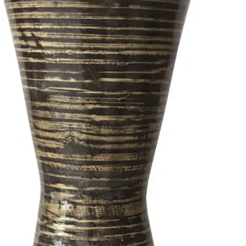 28" Distressed Aqua Spun Bamboo Artisan Floor Vase