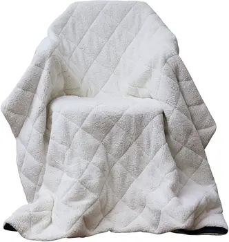 60" X 80" Navy Blue Microfiber Quilted Plush Throw Blanket