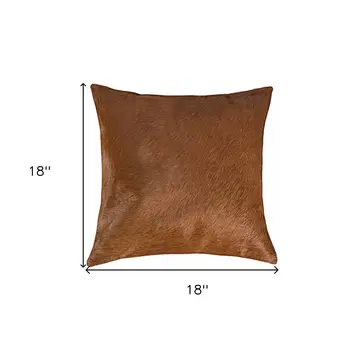 18" Brown Cowhide Throw Pillow