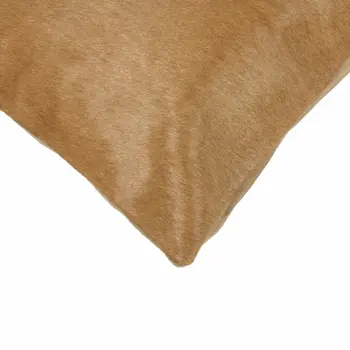 18" Tan Cowhide Throw Pillow