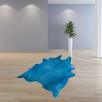 6' X 7' Blue Cowhide Area Rug