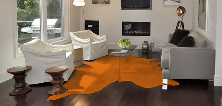 6' X 7' Orange Cowhide Area Rug