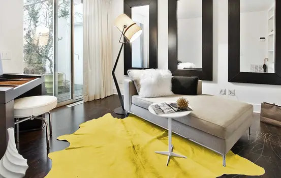 72" X 84" Yellow Cowhide - Rug