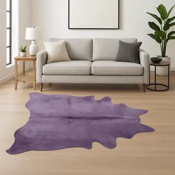 6' X 7' Purple Cowhide Area Rug