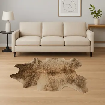 6' X 7' Brown Cowhide Cowhide Print Area Rug