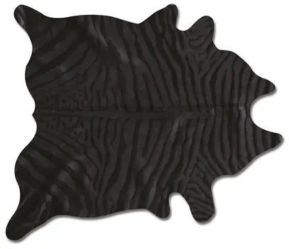 6' X 7' Black Cowhide Handmade Area Rug