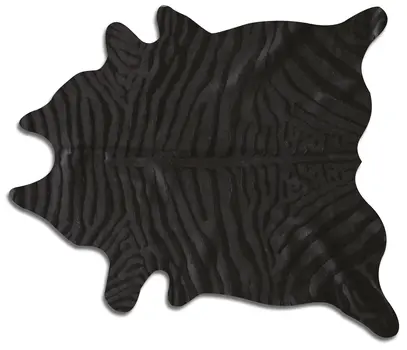 6' X 7' Black Cowhide Handmade Area Rug