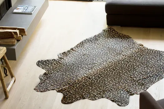 6' X 7' Brown And Black Cowhide Leopard Print Area Rug
