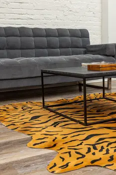 72" X 84" Tiger Chocolate On Natural Cowhide - Rug