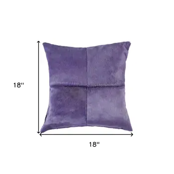 18" Purple Cowhide Throw Pillow