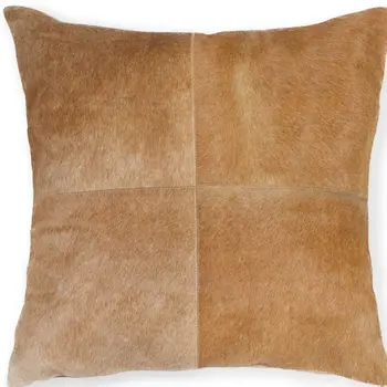18" Tan Cowhide Throw Pillow