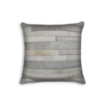 18" Gray Cowhide Throw Pillow