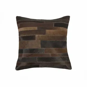 18" Chocolate Cowhide Throw Pillow