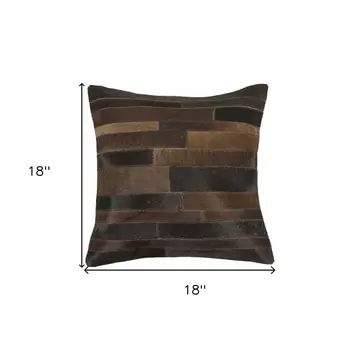 18" Chocolate Cowhide Throw Pillow