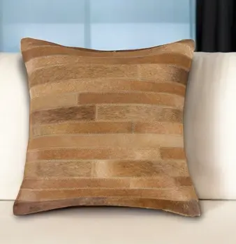 18" Brown Cowhide Throw Pillow