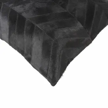 18" Black Cowhide Throw Pillow