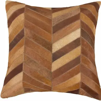 18" Tan Cowhide Throw Pillow
