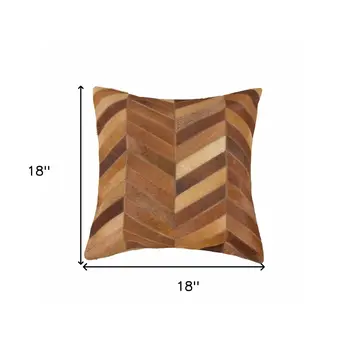 18" Tan Cowhide Throw Pillow