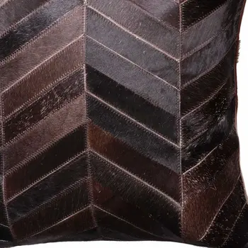 18" Chocolate Chevron Cowhide Throw Pillow