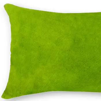 12" X 20" Lime Green Cowhide Throw Pillow