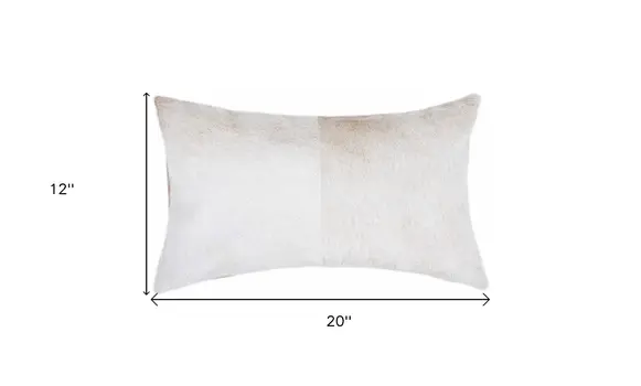 12" X 20" Natural Cowhide Lumbar Throw Pillow