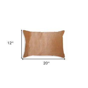 12" X 20" Tan Cowhide Throw Pillow