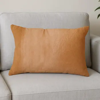 12" X 20" Tan Cowhide Throw Pillow