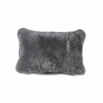 12" X 20" X 5" Gray Sheepskin  Pillow