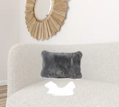 12" X 20" X 5" Gray Sheepskin  Pillow