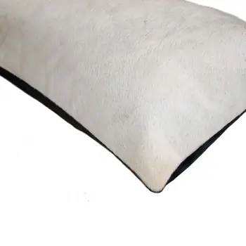 12" X 20" Off White Cowhide Throw Pillow