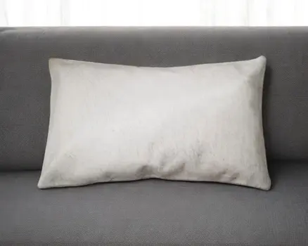 12" X 20" Off White Cowhide Throw Pillow
