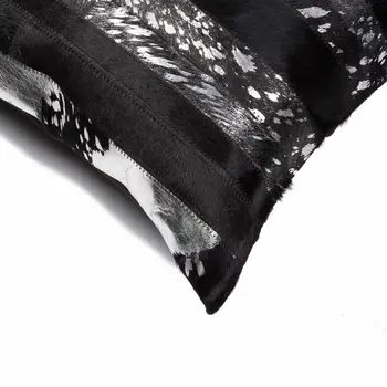 Set of Two 18" Gold and Black Cowhide Throw Pillows