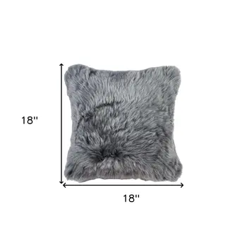 Set of Two 18" Gray Cowhide Throw Pillows