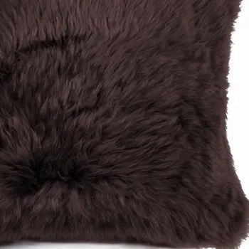 Large Square Soft Chocolate Natural Sheepskin Fur Pillow