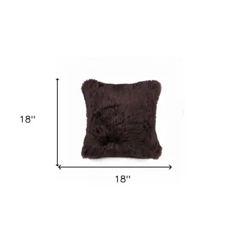 Large Square Soft Chocolate Natural Sheepskin Fur Pillow