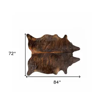 6' X 7' Brown And Black Cowhide Cowhide Print Area Rug