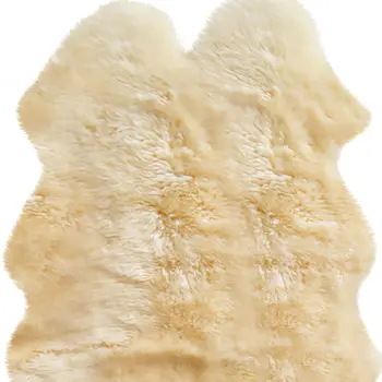4' X 6' Gold Genuine Sheepskin Animal Print Shag Area Rug