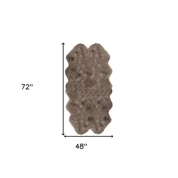 4' X 6' Taupe Genuine Sheepskin Animal Print Shag Area Rug