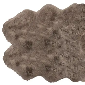 4' X 6' Taupe Genuine Sheepskin Animal Print Shag Area Rug