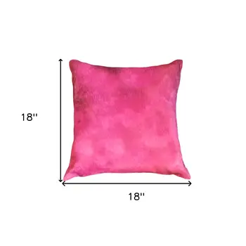 Set of Two 18" Fuchsia Cowhide Throw Pillows