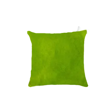 Set of Two Lime Green Cowhide Throw Pillow