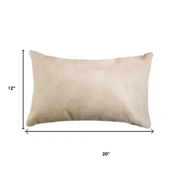 Set of Two 12" X 20" Tan Cowhide Throw Pillows